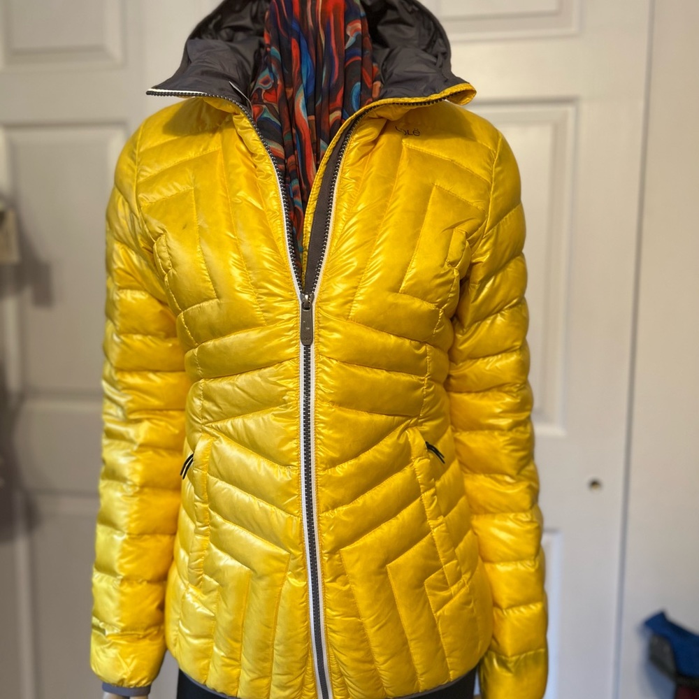 Lole bright yellow puffer jacket